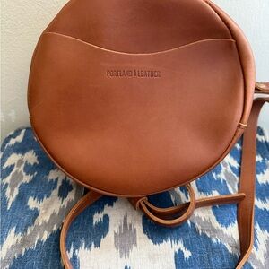 Portland Leather Tan Round Crossbody Bag